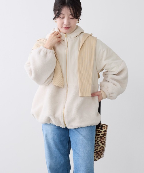 MICA&DEAL（マイカ＆ディール）の「ボアドッキングフーデットブルゾン（ブルゾン・レディース・オフホワイト/ブラック/ブラウン・FREE）」の16枚目の写真