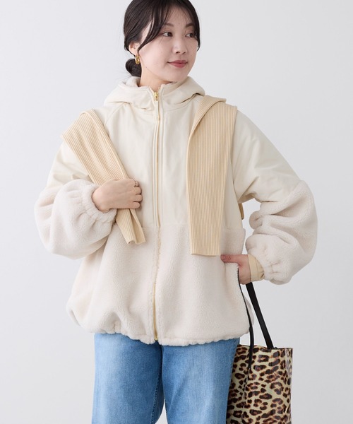 MICA&DEAL（マイカ＆ディール）の「ボアドッキングフーデットブルゾン（ブルゾン・レディース・オフホワイト/ブラック/ブラウン・FREE）」の17枚目の写真