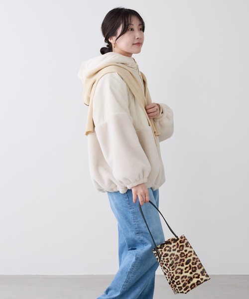 MICA&DEAL（マイカ＆ディール）の「ボアドッキングフーデットブルゾン（ブルゾン・レディース・オフホワイト/ブラック/ブラウン・FREE）」の18枚目の写真