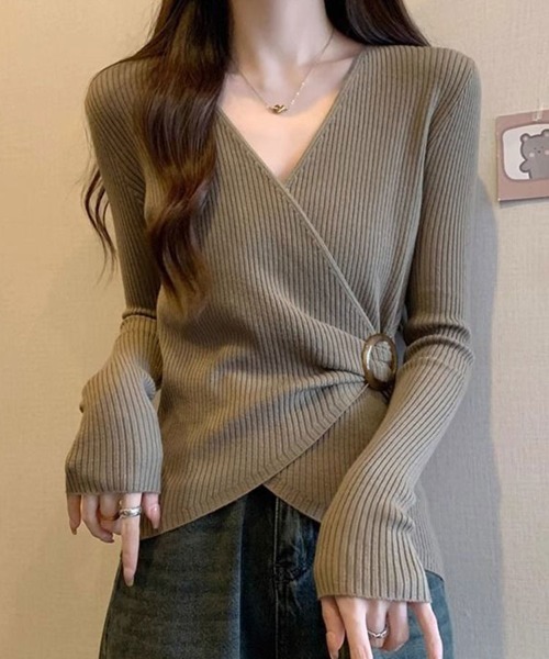 SallyLunn（サリーラン）の「ウエストマーククロスニットトップス（ニット/セーター・レディース・ホワイト/モカ/ブラック・L/M）」の3枚目の写真