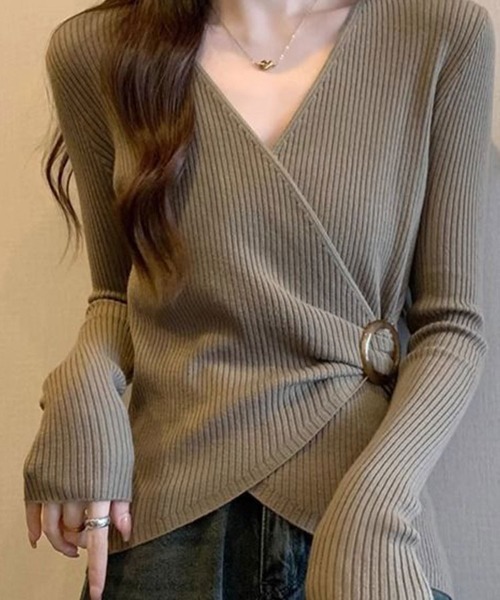 SallyLunn（サリーラン）の「ウエストマーククロスニットトップス（ニット/セーター・レディース・ホワイト/モカ/ブラック・L/M）」の7枚目の写真