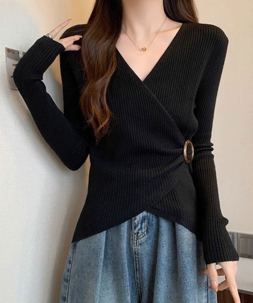 SallyLunn（サリーラン）の「ウエストマーククロスニットトップス（ニット/セーター・レディース・ホワイト/モカ/ブラック・L/M）」の8枚目の写真