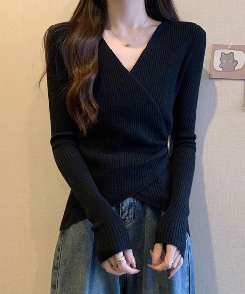 SallyLunn（サリーラン）の「ウエストマーククロスニットトップス（ニット/セーター・レディース・ホワイト/モカ/ブラック・L/M）」の10枚目の写真