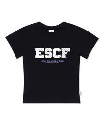 ドットスターブloomプリントスリムフィット半袖Tシャツブラック