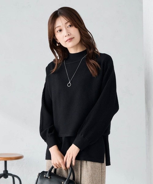 a.v.v（アーヴェヴェ）の「【2SET】クロップドニット＆ニットベスト（ニット/セーター・レディース・ブルー/グレー/グレー系その他/ブラック・34/36/38/42/40）」の2枚目の写真