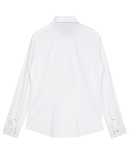 TOKYO SHIRTS(トウキョウシャツ)の「【透け防止】 形態安定ノンアイロン ラウンド 長袖ビジネスワイシャツ(ビジネスシャツ・レディース・ホワイト・S/M/L/LL/XL)」の2枚目の写真