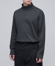 リラックスドタートルネック長袖Tシャツ[ダークグレー]