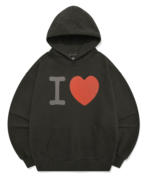 I LOVE HOODIE (PIGMENT BLACK)
