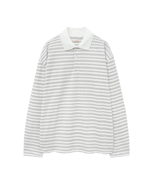 VANONE ATELIER（バノンアトリエ）の「A3547 ストライプカラーTシャツ_ホワイト（ポロシャツ・レディース・ホワイト・FREE）」の2枚目の写真