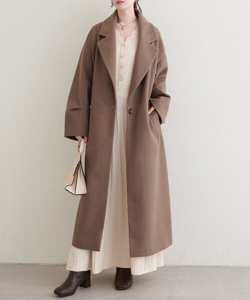 natural couture（ナチュラルクチュール）の「スカラッププリーツニットワンピース（ワンピース・レディース・ピンク/ブラウン/ネイビー/アイボリー・FREE）」の11枚目の写真