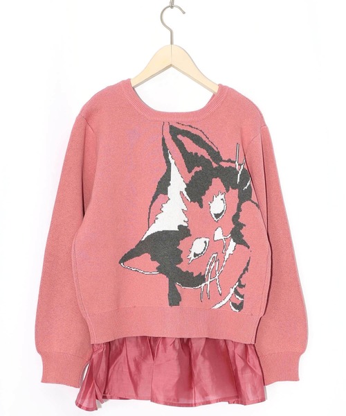 ScoLar(スカラー)の「153680:ひょっこりネコ×フリル付き 4WAYプルオーバー(カーディガン/ボレロ・レディース・ローズ/ブルー/ブラック・M)」の3枚目の写真
