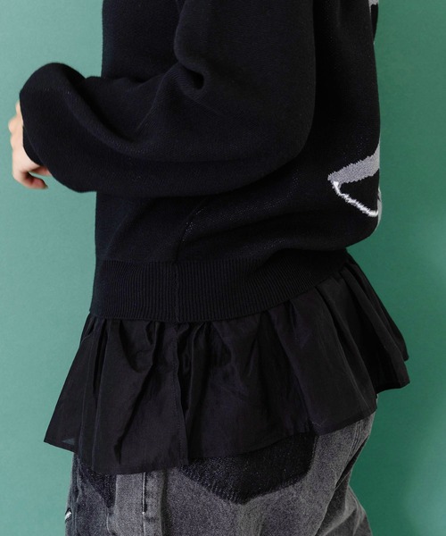 ScoLar(スカラー)の「153680:ひょっこりネコ×フリル付き 4WAYプルオーバー(カーディガン/ボレロ・レディース・ローズ/ブルー/ブラック・M)」の9枚目の写真