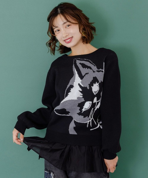 セール】153680：ひょっこりネコ×フリル付き 4WAYプルオーバー