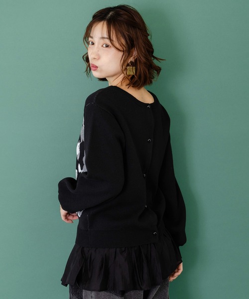 ScoLar(スカラー)の「153680:ひょっこりネコ×フリル付き 4WAYプルオーバー(カーディガン/ボレロ・レディース・ローズ/ブルー/ブラック・M)」の12枚目の写真