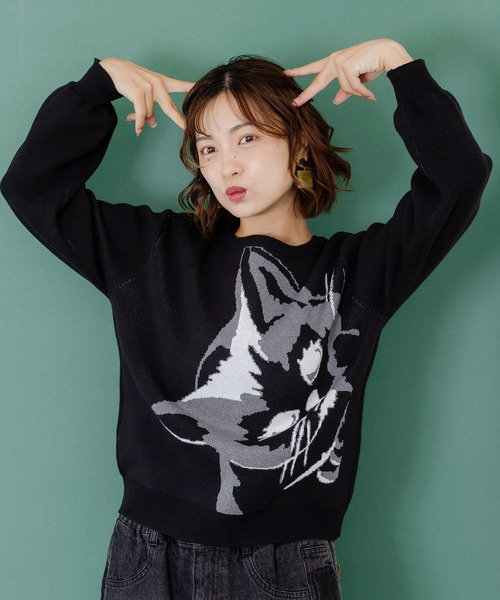 セール】153680：ひょっこりネコ×フリル付き 4WAYプルオーバー