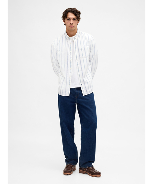 GAP(ギャップ)の「スタンダードフィット オックスフォードシャツ(シャツ/ブラウス・メンズ・ピンク/ホワイト/ホワイト×ブルー/ネイビー・M/S/XS/XL/L)」の8枚目の写真
