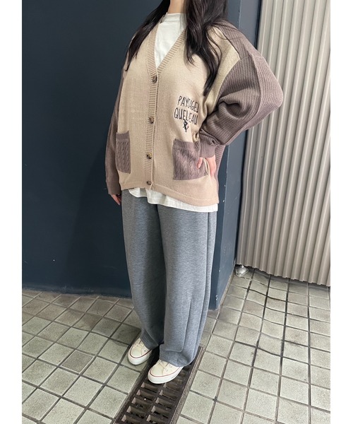 Rydia（リディア）の「ドルマン配色ニットカーディガン（カーディガン/ボレロ・レディース・ブラック/オレンジ/ベージュ・M）」の3枚目の写真