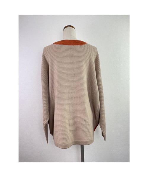 Rydia（リディア）の「ドルマン配色ニットカーディガン（カーディガン/ボレロ・レディース・ブラック/オレンジ/ベージュ・M）」の8枚目の写真