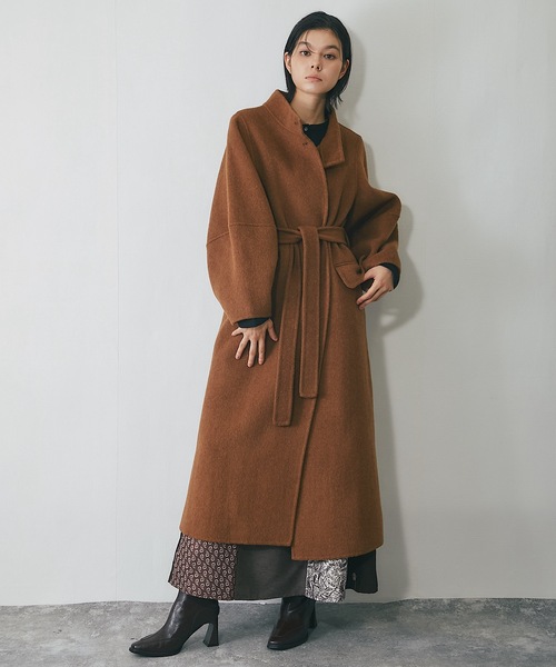 バルーン袖ロング丈ウールコート（チェスターコート）｜SMILE ORCHID