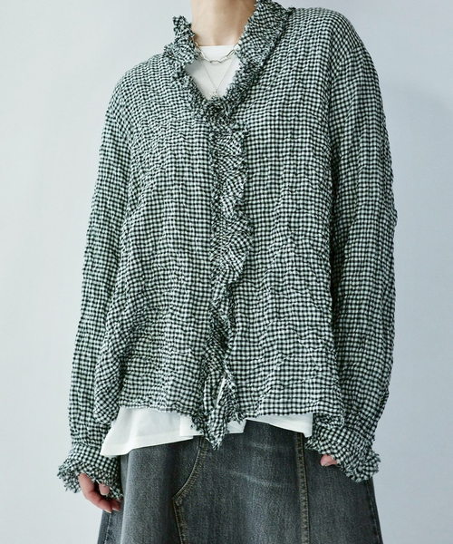 ジャーナルスタンダードラックス | シャーリングチェック フリルブラウス JOURNAL STANDARD LUXE（ジャーナルスタンダード ラックス）の