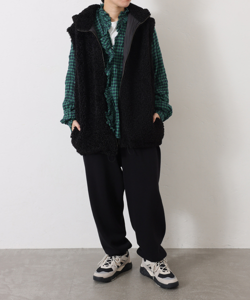 シャーリングチェック フリルブラウス（シャツ/ブラウス）｜JOURNAL