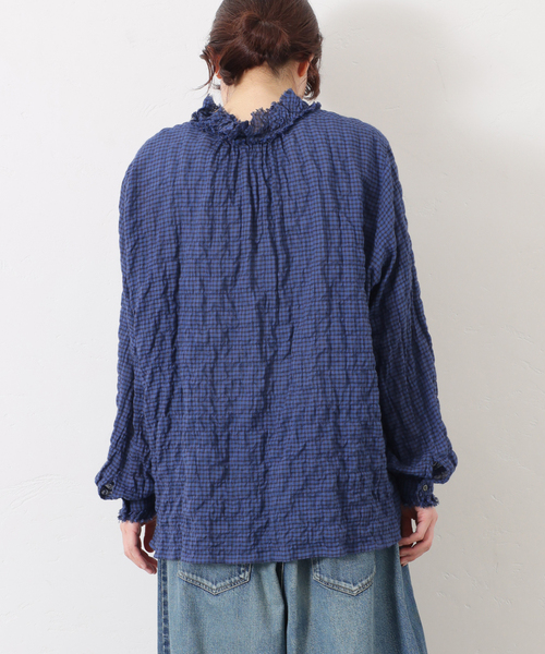 シャーリングチェック フリルブラウス（シャツ/ブラウス）｜JOURNAL