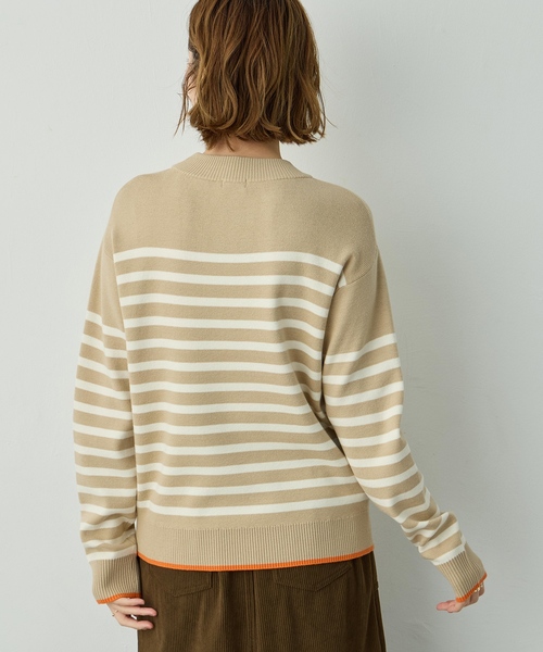 Petit Honfleur（プチオンフルール）の「配色ボーダーブルオーバー【洗濯機OK・もちもち素材】（ニット/セーター・レディース・ベージュ/ネイビー/アイボリー・M/L）」の5枚目の写真