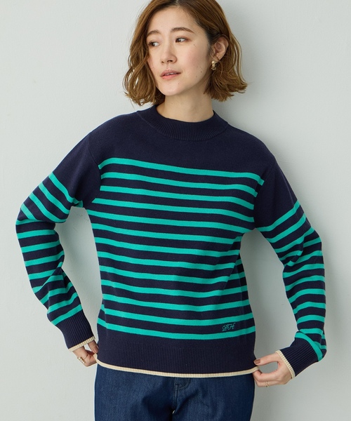 Petit Honfleur（プチオンフルール）の「配色ボーダーブルオーバー【洗濯機OK・もちもち素材】（ニット/セーター・レディース・ベージュ/ネイビー/アイボリー・M/L）」の7枚目の写真