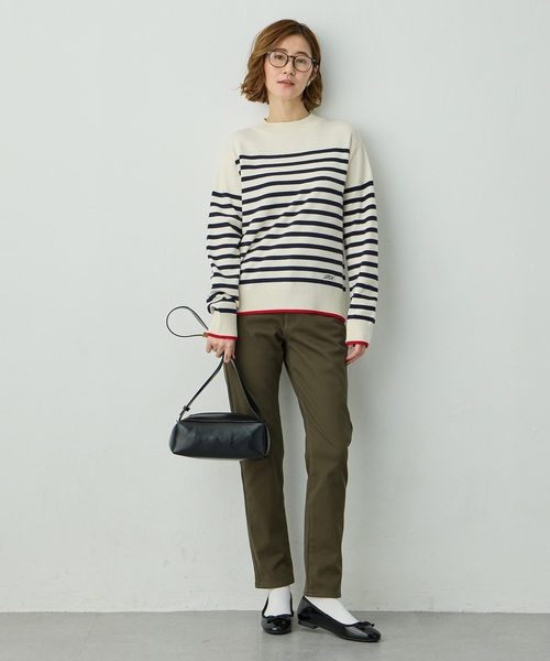 Petit Honfleur（プチオンフルール）の「配色ボーダーブルオーバー【洗濯機OK・もちもち素材】（ニット/セーター・レディース・ベージュ/ネイビー/アイボリー・M/L）」の11枚目の写真