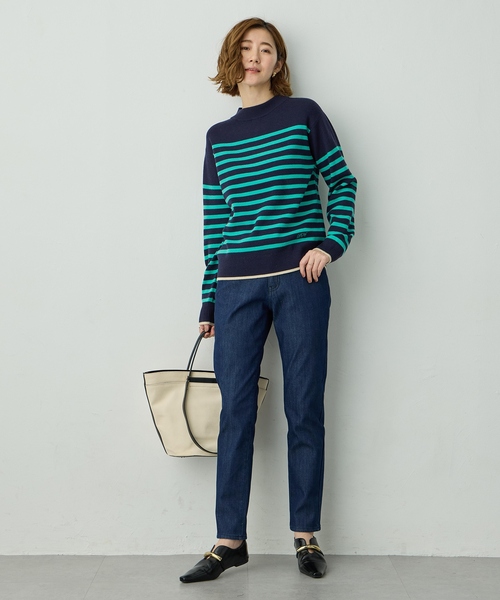 Petit Honfleur（プチオンフルール）の「配色ボーダーブルオーバー【洗濯機OK・もちもち素材】（ニット/セーター・レディース・ベージュ/ネイビー/アイボリー・M/L）」の15枚目の写真