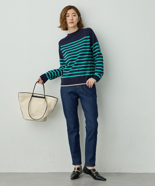 Petit Honfleur（プチオンフルール）の「配色ボーダーブルオーバー【洗濯機OK・もちもち素材】（ニット/セーター・レディース・ベージュ/ネイビー/アイボリー・M/L）」の16枚目の写真