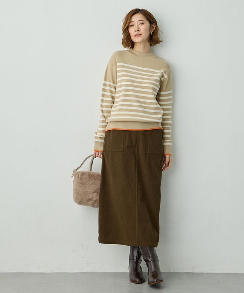 Petit Honfleur（プチオンフルール）の「配色ボーダーブルオーバー【洗濯機OK・もちもち素材】（ニット/セーター・レディース・ベージュ/ネイビー/アイボリー・M/L）」の18枚目の写真