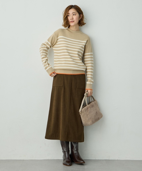 Petit Honfleur（プチオンフルール）の「配色ボーダーブルオーバー【洗濯機OK・もちもち素材】（ニット/セーター・レディース・ベージュ/ネイビー/アイボリー・M/L）」の19枚目の写真