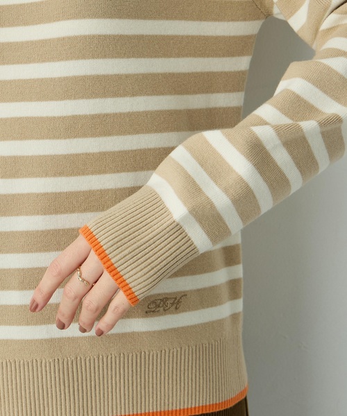 Petit Honfleur（プチオンフルール）の「配色ボーダーブルオーバー【洗濯機OK・もちもち素材】（ニット/セーター・レディース・ベージュ/ネイビー/アイボリー・M/L）」の21枚目の写真