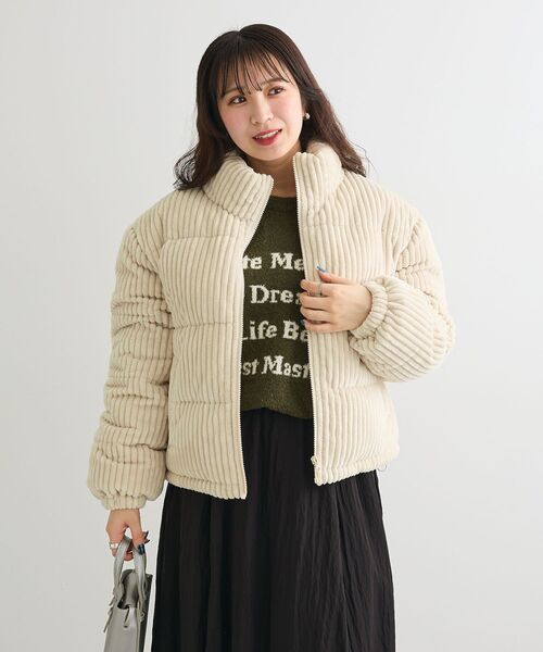 Green　Parks（グリーンパークス）の「・swing by ワイドコールスタンドブルゾン（ブルゾン・レディース・オフホワイト/チャコールグレー/ライトベージュ・FREE）」の20枚目の写真