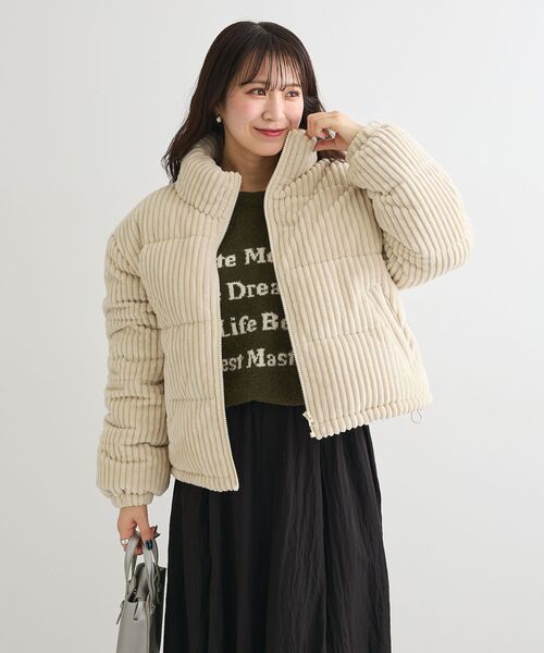 Green　Parks（グリーンパークス）の「・swing by ワイドコールスタンドブルゾン（ブルゾン・レディース・オフホワイト/チャコールグレー/ライトベージュ・FREE）」の21枚目の写真