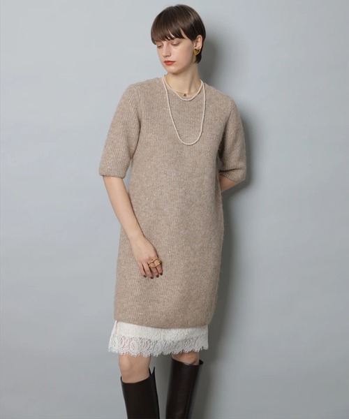 CADUNE（カデュネ）の「メランジミニワンピース（ワンピース・レディース・ホワイト/ライトグレー/キャメル・38/36）」の3枚目の写真