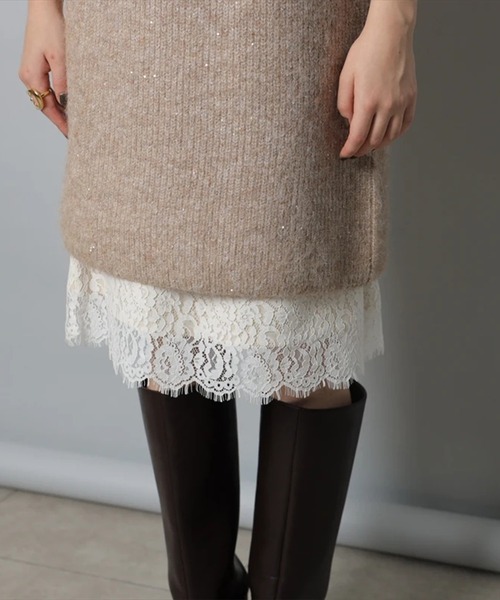 CADUNE（カデュネ）の「メランジミニワンピース（ワンピース・レディース・ホワイト/ライトグレー/キャメル・38/36）」の8枚目の写真