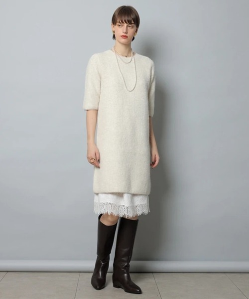 CADUNE（カデュネ）の「メランジミニワンピース（ワンピース・レディース・ホワイト/ライトグレー/キャメル・38/36）」の9枚目の写真