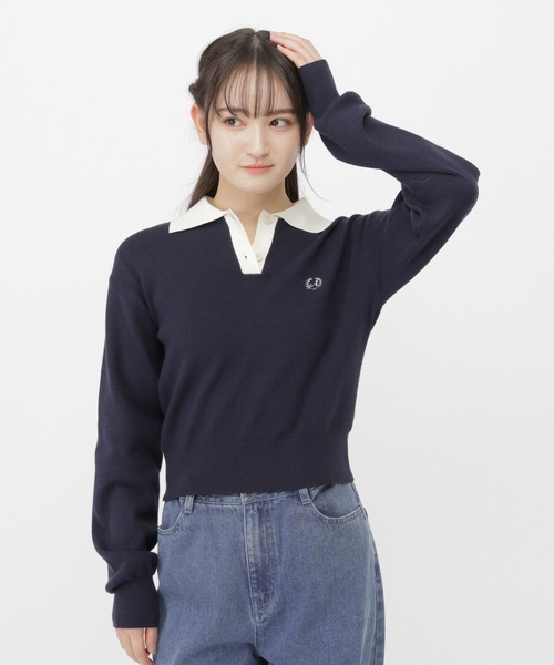 GLOBAL WORK（グローバルワーク）の「メルティポロセーター/AND YUA ANY/611229（ニット/セーター・キッズ・ネイビー/ライトグレー・MEDIUM/SMALL）」の15枚目の写真