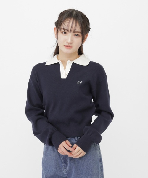 GLOBAL WORK（グローバルワーク）の「メルティポロセーター/AND YUA ANY/611229（ニット/セーター・キッズ・ネイビー/ライトグレー・MEDIUM/SMALL）」の14枚目の写真