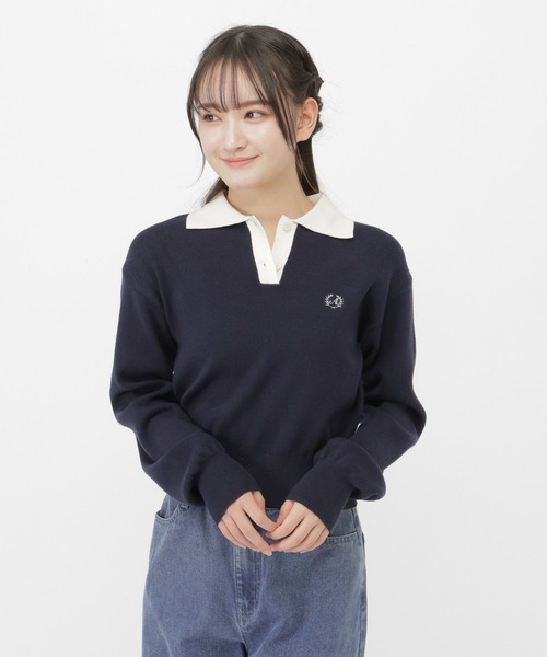 GLOBAL WORK（グローバルワーク）の「メルティポロセーター/AND YUA ANY/611229（ニット/セーター・キッズ・ネイビー/ライトグレー・MEDIUM/SMALL）」の13枚目の写真