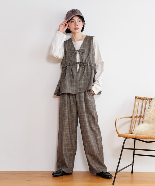 セットアイテム】ペプラム ビスチェ パンツ セットアップ