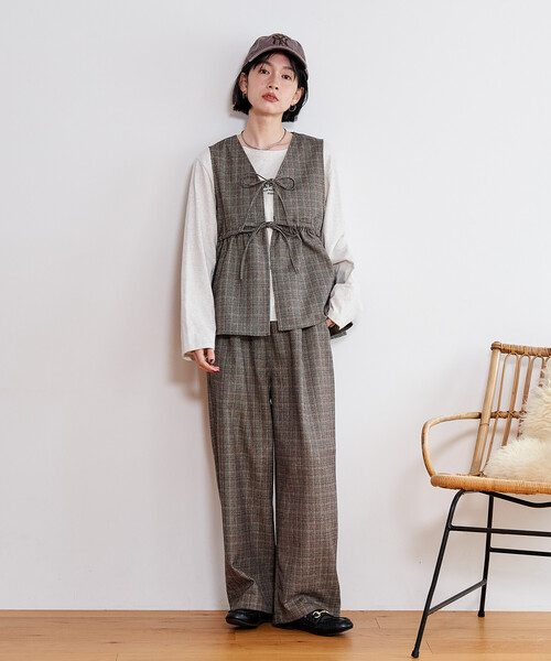 セットアイテム】ペプラム ビスチェ パンツ セットアップ