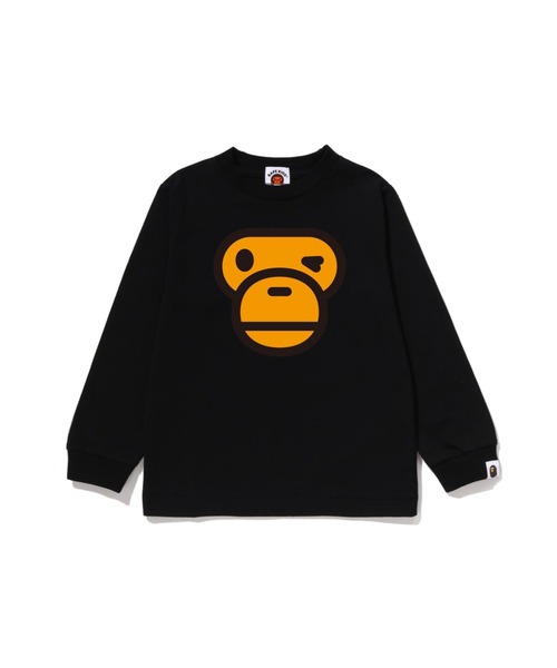 A BATHING APE（アベイシングエイプ）の「WINKING MILO FACE LS TEE（Tシャツ/カットソー・キッズ・ブラック/ピンク/ホワイト・120/140/130/110/100/90）」の2枚目の写真
