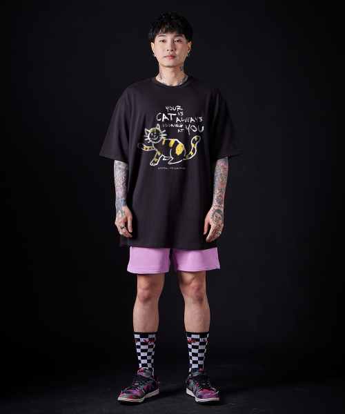 ASTRAL PROJECTION（アストラルプロジェクション）の「ドゥドゥルキャット スーピマコットン ラウンドネック 半袖Tシャツ_ブラック（Tシャツ/カットソー・メンズ・その他・MEDIUM/X-LARGE/LARGE）」の4枚目の写真