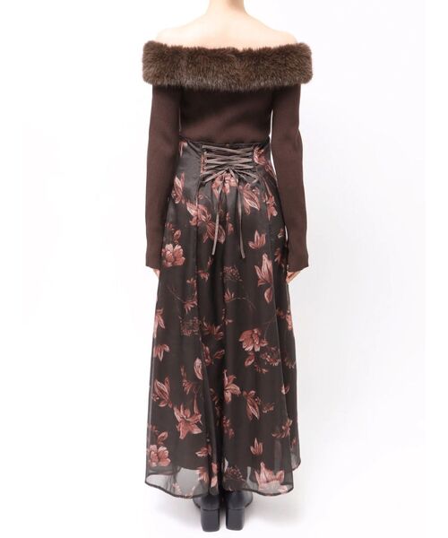 MERCURYDUO(マーキュリーデュオ)の「花柄オフショルニットドッキングワンピース(ワンピース・レディース・アイボリー/ブラウン・MEDIUM/SMALL)」の9枚目の写真