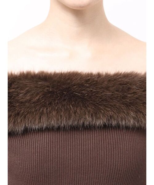 MERCURYDUO(マーキュリーデュオ)の「花柄オフショルニットドッキングワンピース(ワンピース・レディース・アイボリー/ブラウン・MEDIUM/SMALL)」の10枚目の写真