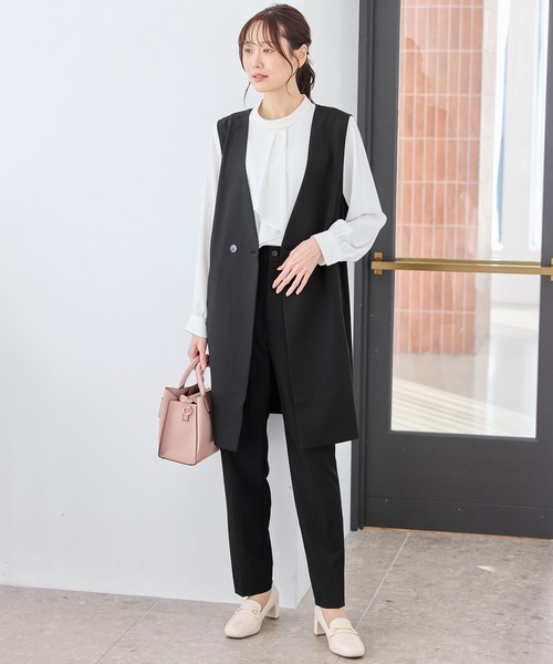 Honeys(ハニーズ)の「【ストレッチ・ウォッシャブル・イージーケア】センタープレスパンツ(股下60cm)(スラックス・レディース・ダークベージュ/ネイビー/ライトグレー系2/ライトグレー系1/ブラック・3L/L/LL/M/S)」の10枚目の写真