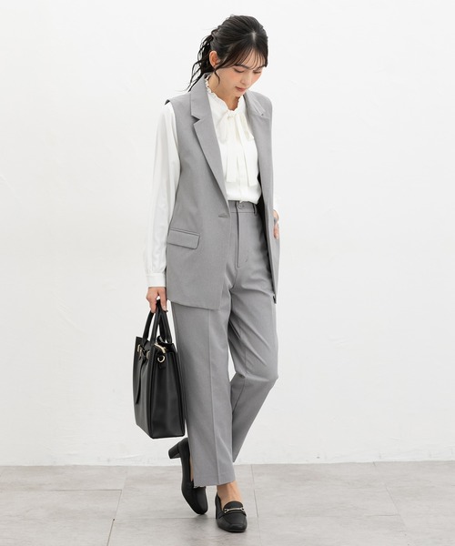 Honeys(ハニーズ)の「【ストレッチ・ウォッシャブル・イージーケア】センタープレスパンツ(股下60cm)(スラックス・レディース・ダークベージュ/ネイビー/ライトグレー系2/ライトグレー系1/ブラック・3L/L/LL/M/S)」の15枚目の写真